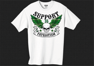Support 16 Green Wings & Skull Tshirt