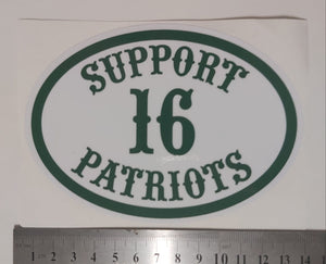Support 16 Patriots Car Bumper Sticker